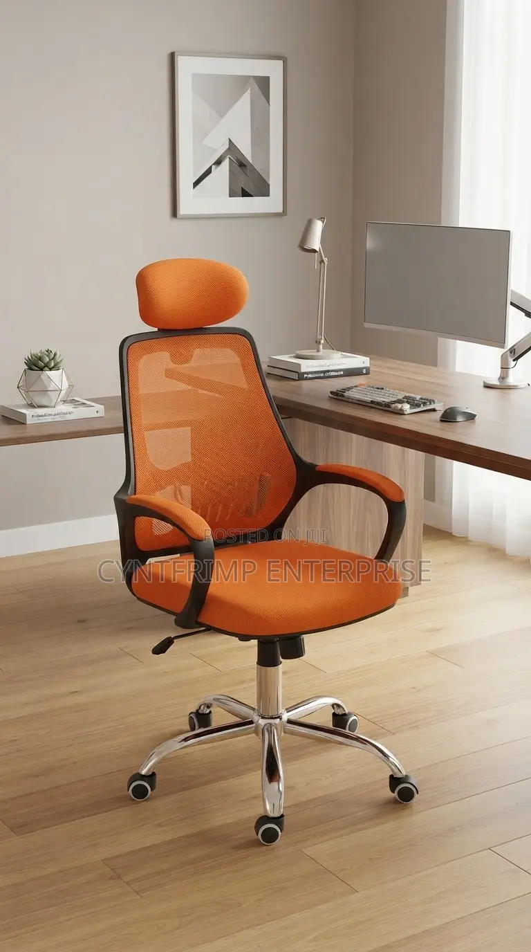 Mesh Office Chair With Headrest (Orange)