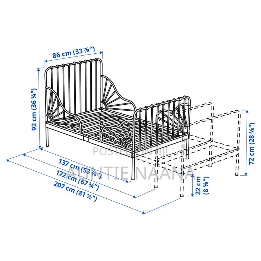 IKEA Minnen Extendable Bed Frame With Mattress