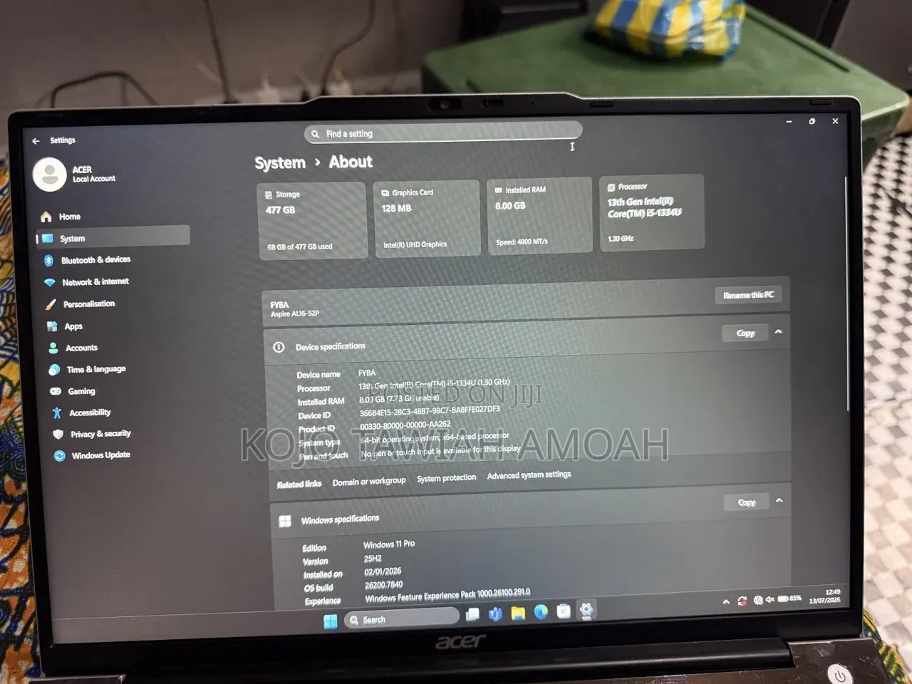 Laptop Acer Aspire 16 AI 8GB Intel Core i5 SSD 512GB