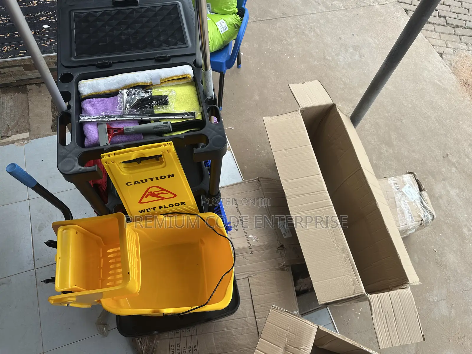 Cleaning Cart Complete - Heavy-Duty Janitorial Cart With Wheels