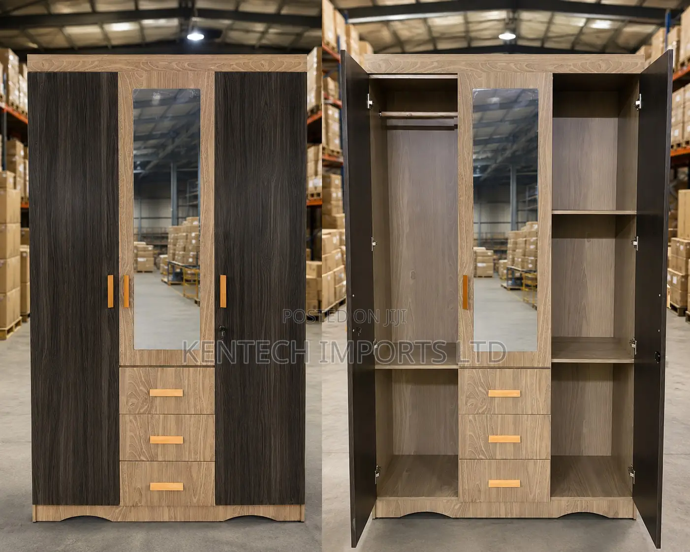 Premium 3-Door Wardrobe With Mirror – Strong Build, Clean Finish