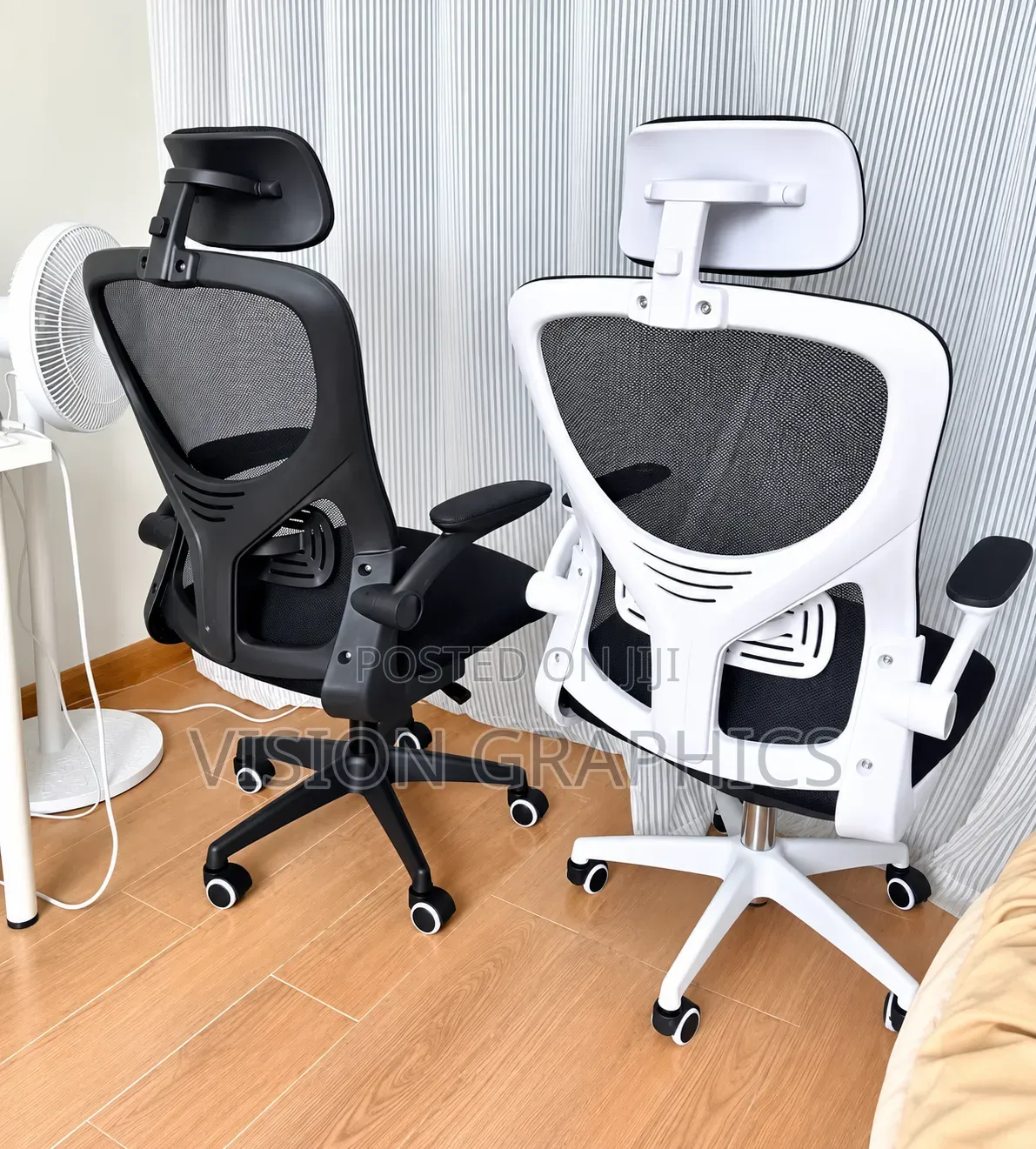 Office Chair and Gaming Chair With Headrest Black/White