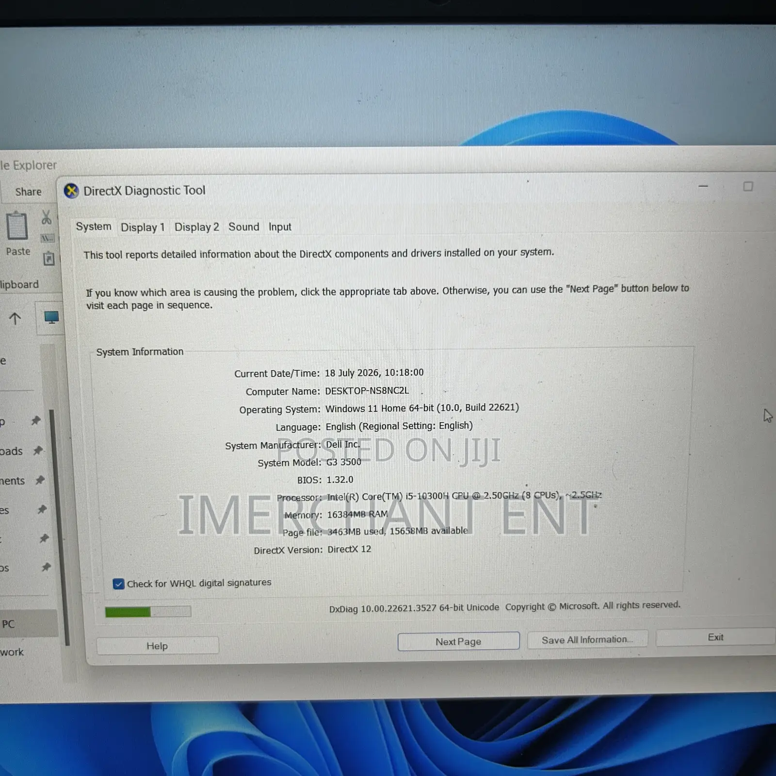 Laptop Dell G3 15 3500 16GB Intel Core i5 HDD+SSD 500GB