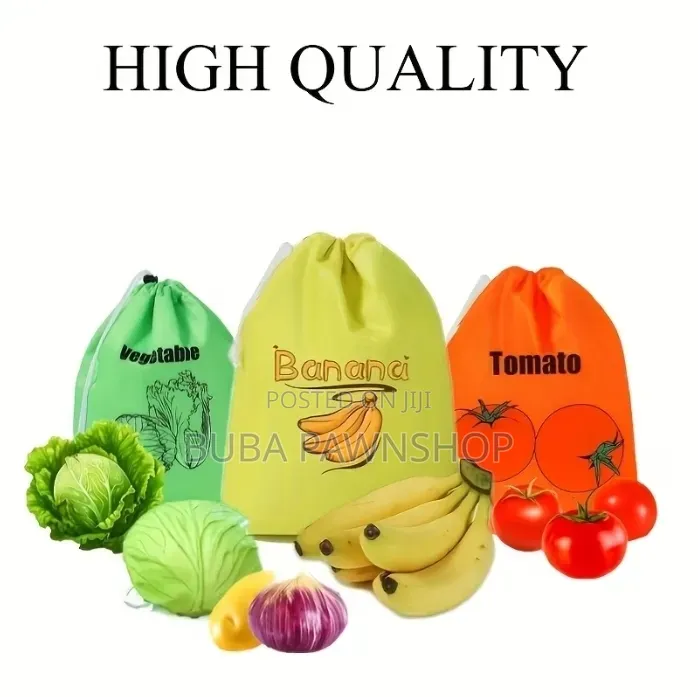 3pcs Insulated Reusable Fresh Produce Drawstring Storage Bags