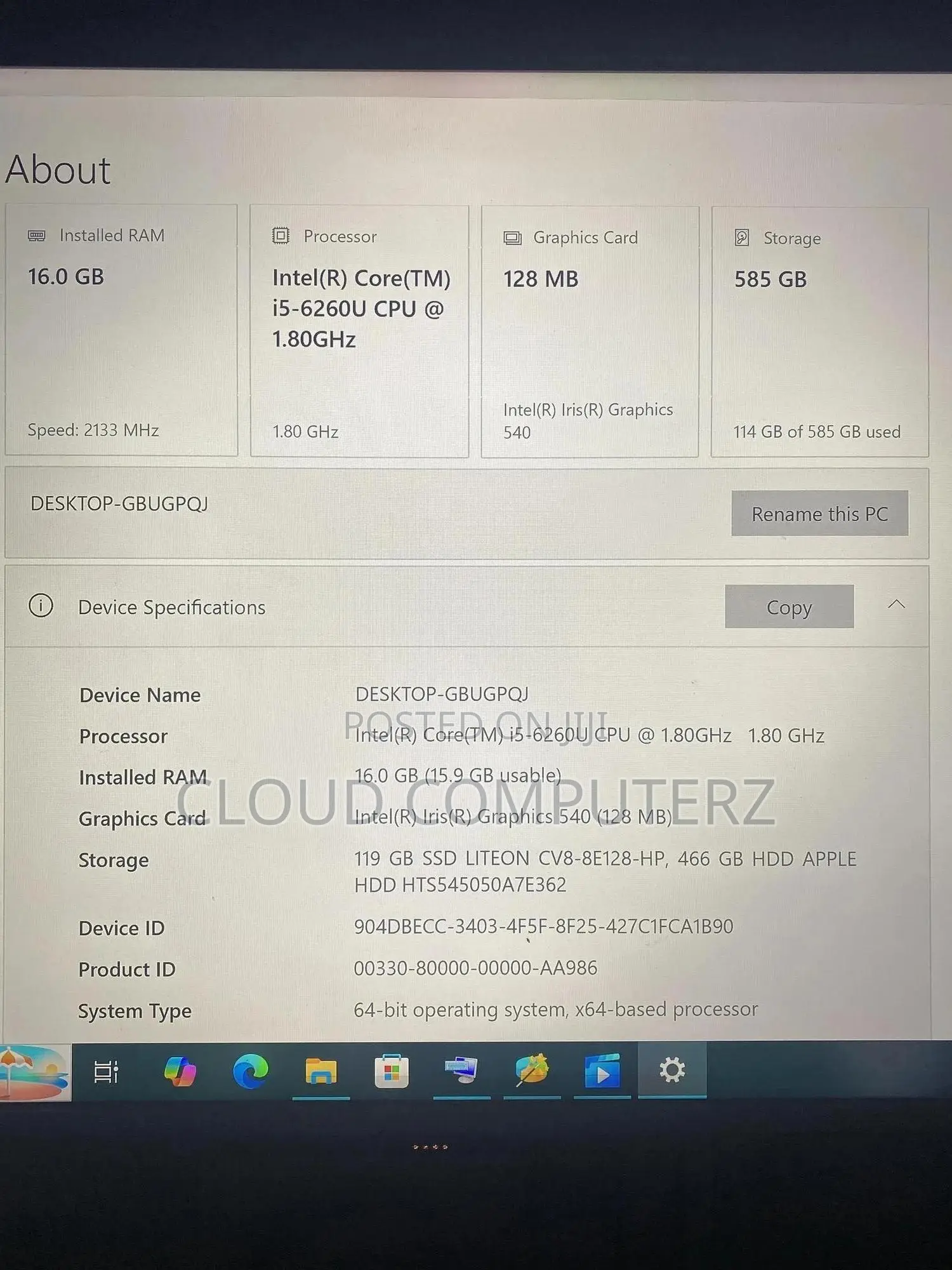 Desktop Computer 8GB Intel Core i5 HDD+SSD 128GB