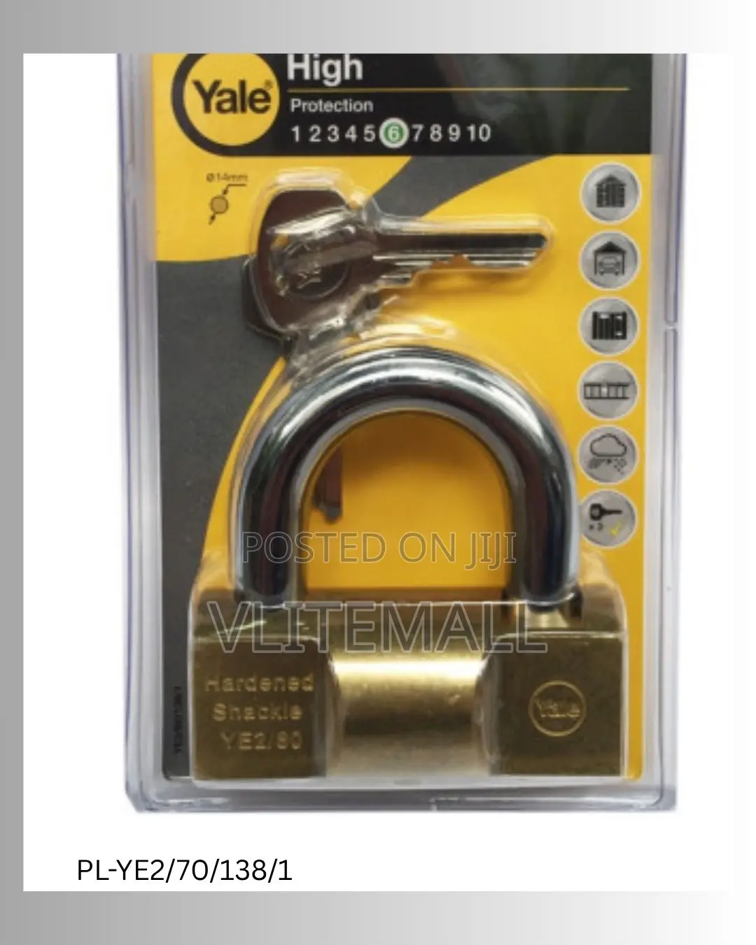 Yale 70mm Brass Padlock Pl-Ye2/70/138/1
