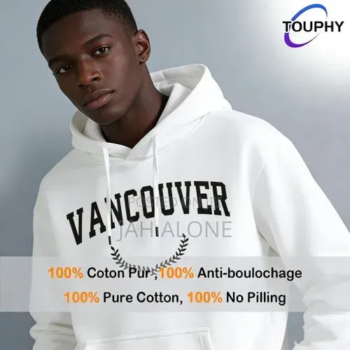 Men's Long Sleeve Hoodie Sweatshirt - Kangaroo Pocket (White)