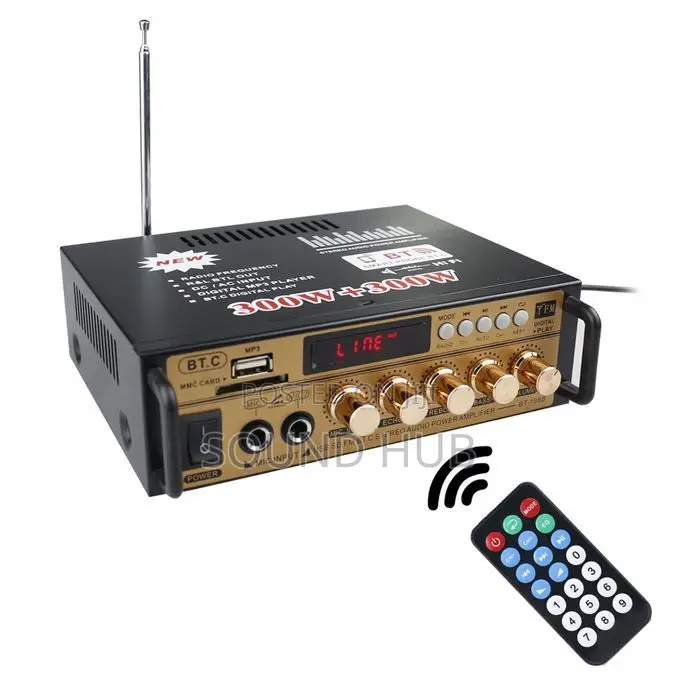 Mini 2CH LCD Display HIFI Audio Stereo Amplifier - Black