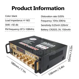 Mini 2CH LCD Display HIFI Audio Stereo Amplifier - Black