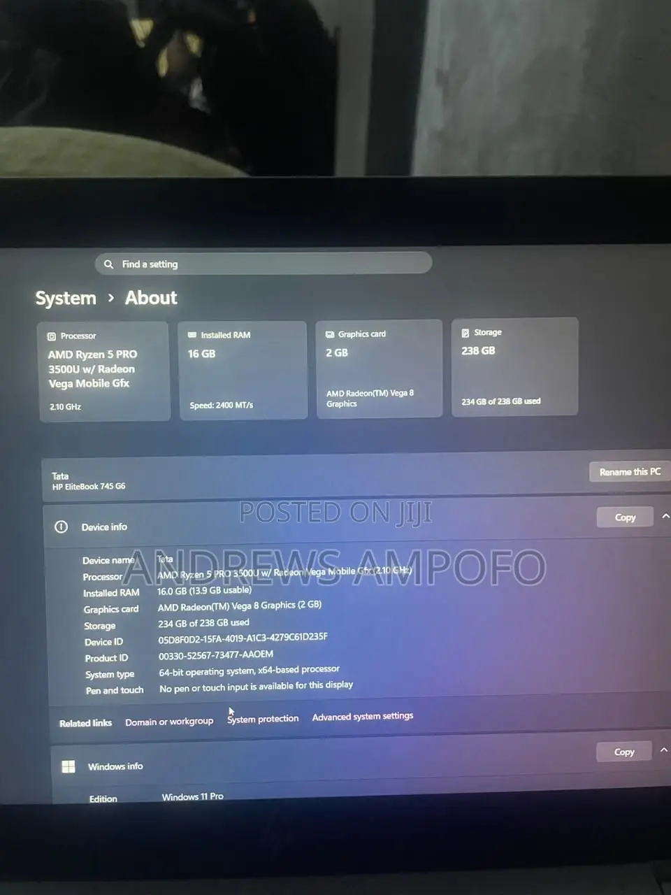 Laptop HP EliteBook 745 G6 16GB AMD Ryzen 5 SSD 256GB