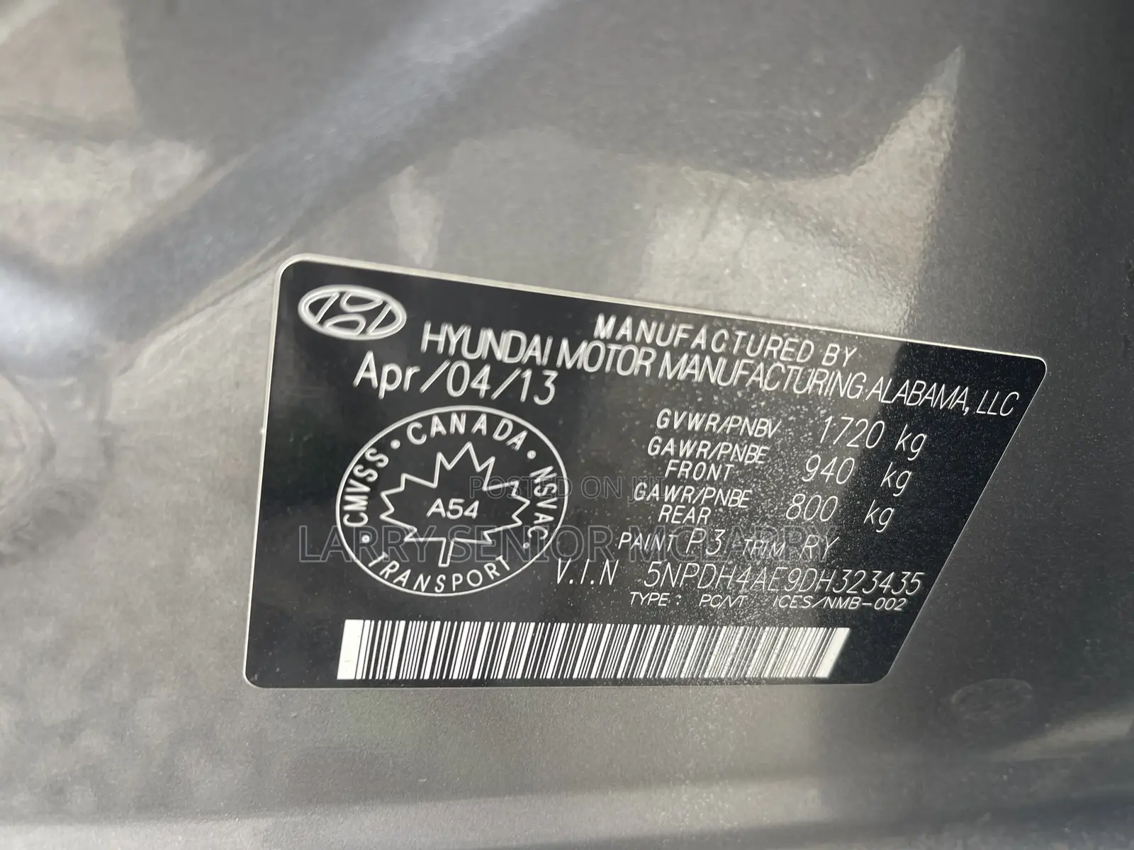 Hyundai Elantra Limited Sedan FWD (1.8L 4cyl 6A) 2013 Gray
