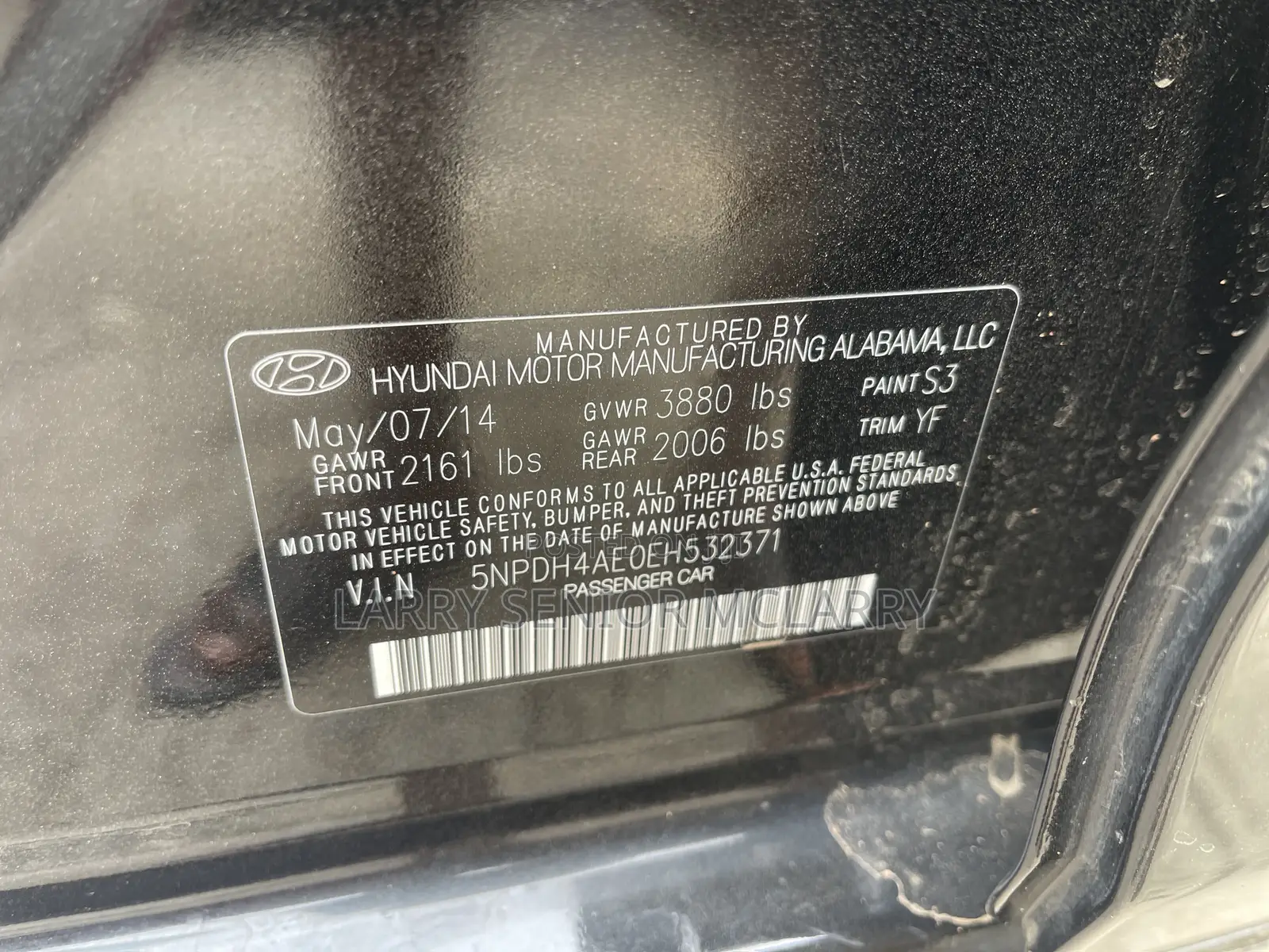 Hyundai Elantra Limited 4dr Sedan (1.8L 4cyl 6A) 2014 Black