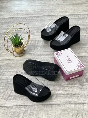 Elegant Women’s Clear Strap Platform Wedge Slides