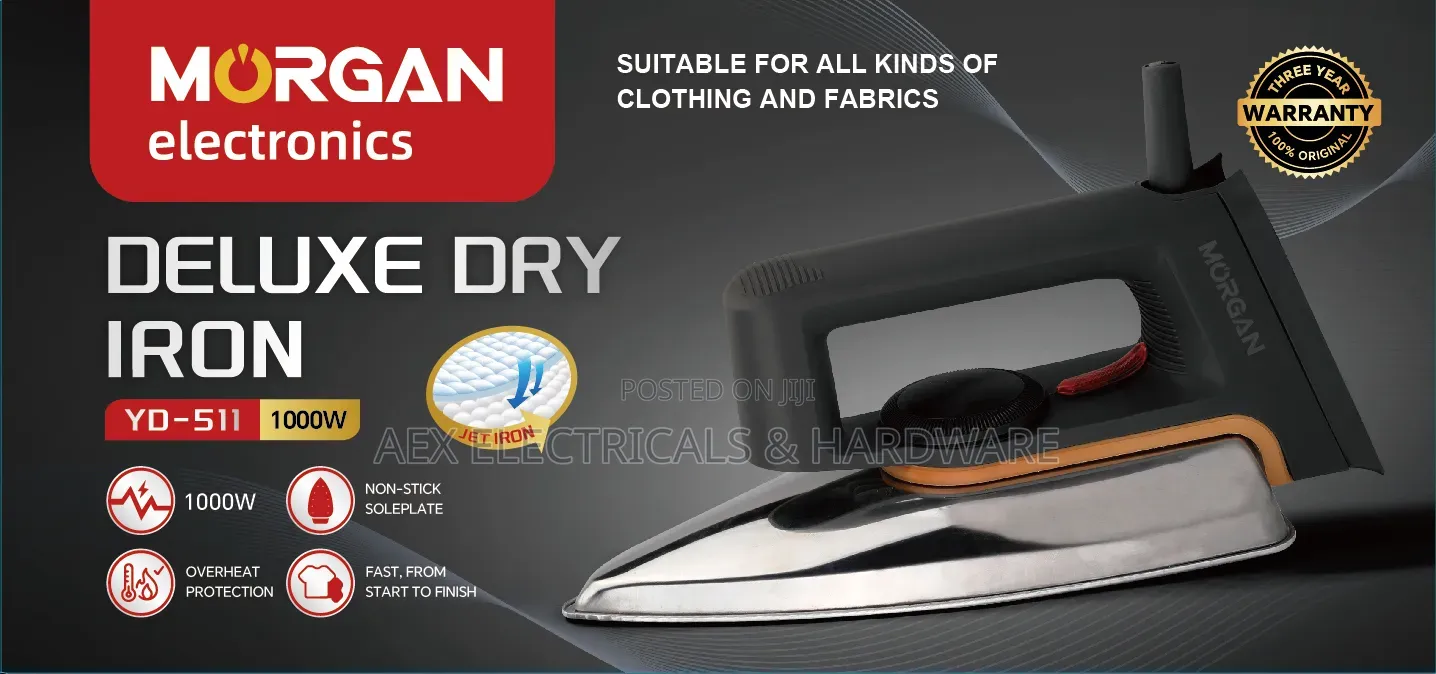 Morgan Deluxe Dry Iron YD-S11 1000W Non-Stick Soleplate