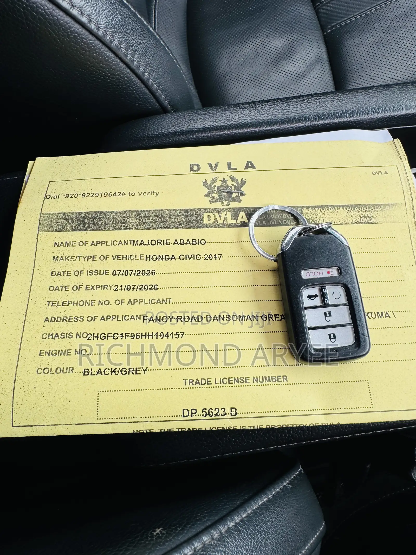 Honda Civic Touring 4dr Sedan (1.5L 4cyl) 2017 Black