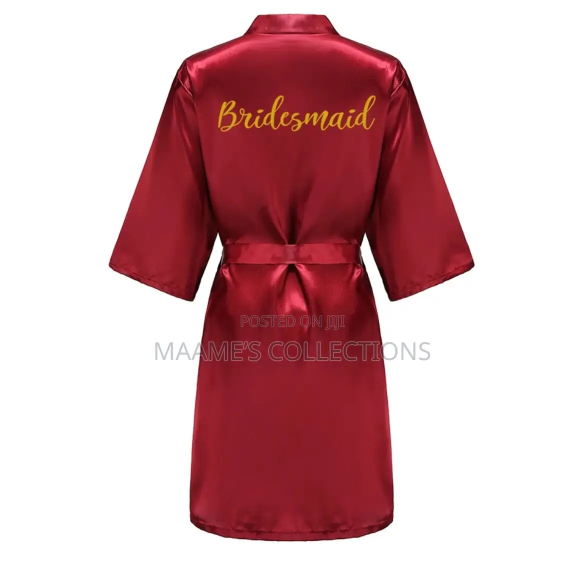 Luxury Women’s Satin Robe Nightwear Set – Soft Silk Feel (Wine )