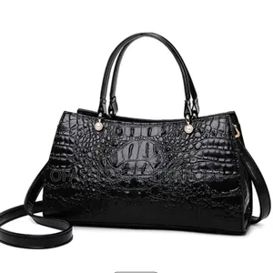 Genuine Leather Handbag With Crocodile Pattern