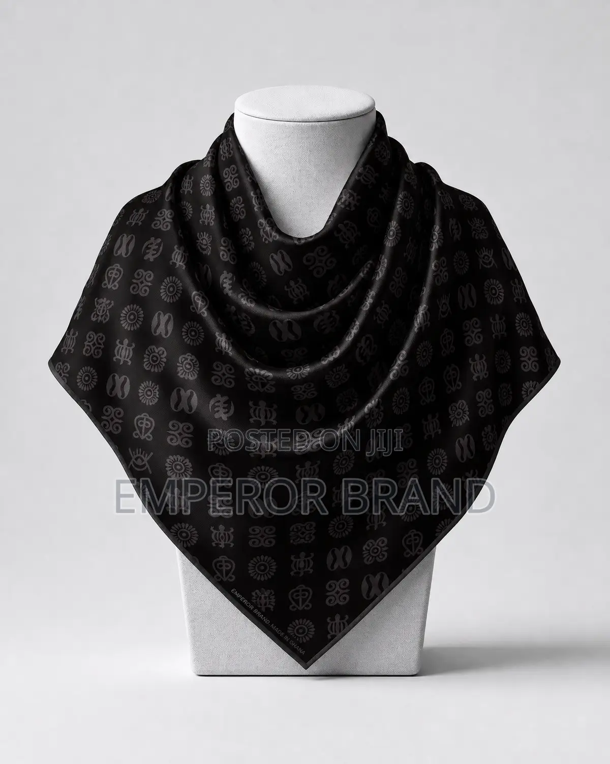 Emperor Obsidian Luxury Black Designer Scarf | Made in Ghana Scarf