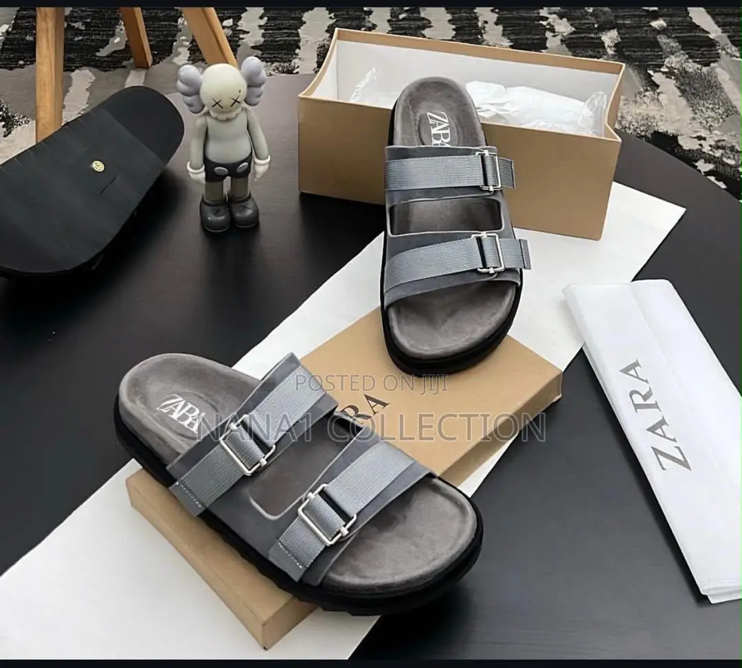 Zara Adjustable Double — Buckle Slide Sandals