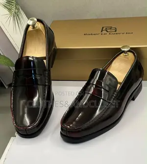 Burgundy Men's Leather Penny Loafers | Executive Shoes