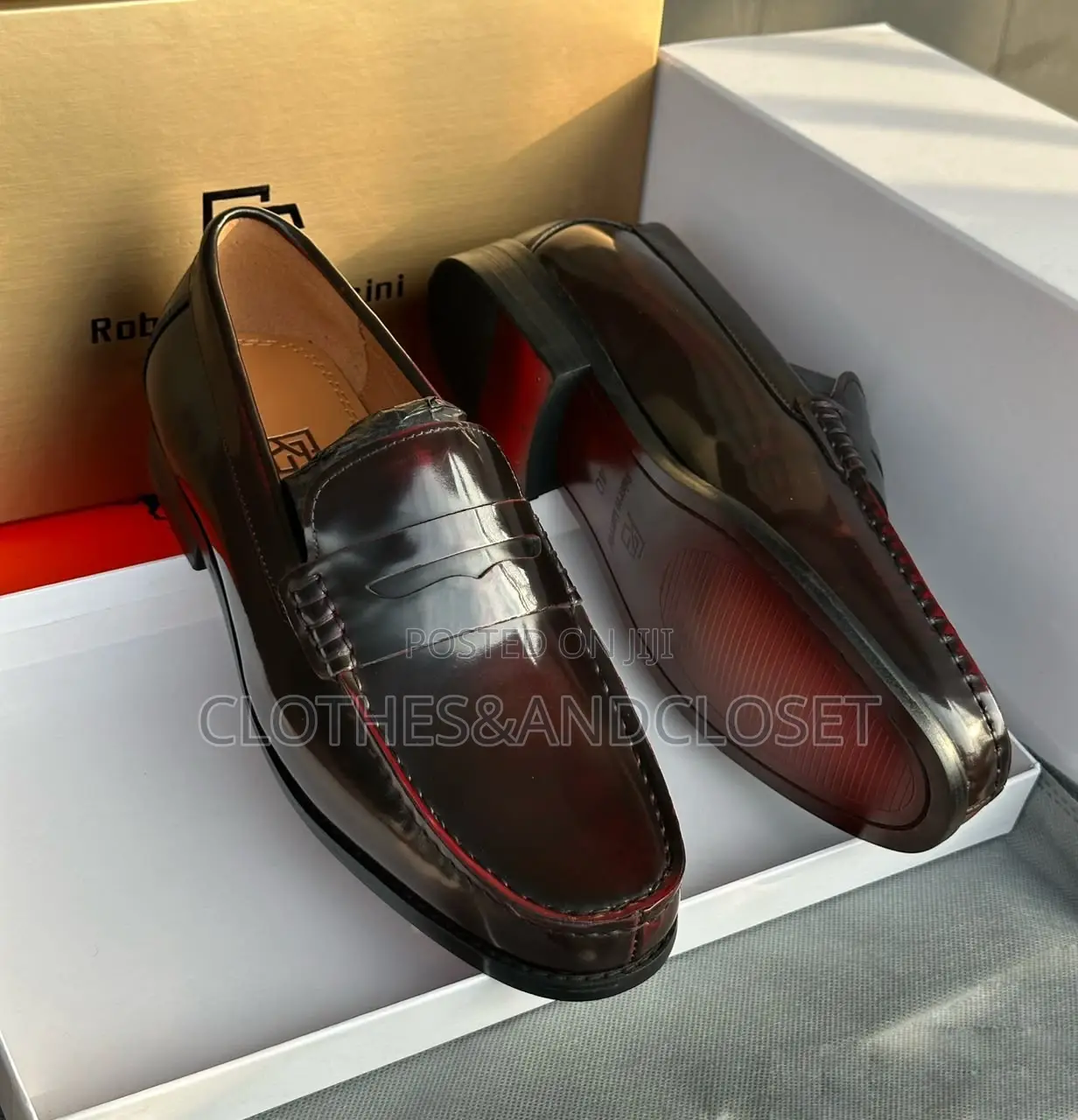 Burgundy Men's Leather Penny Loafers | Executive Shoes