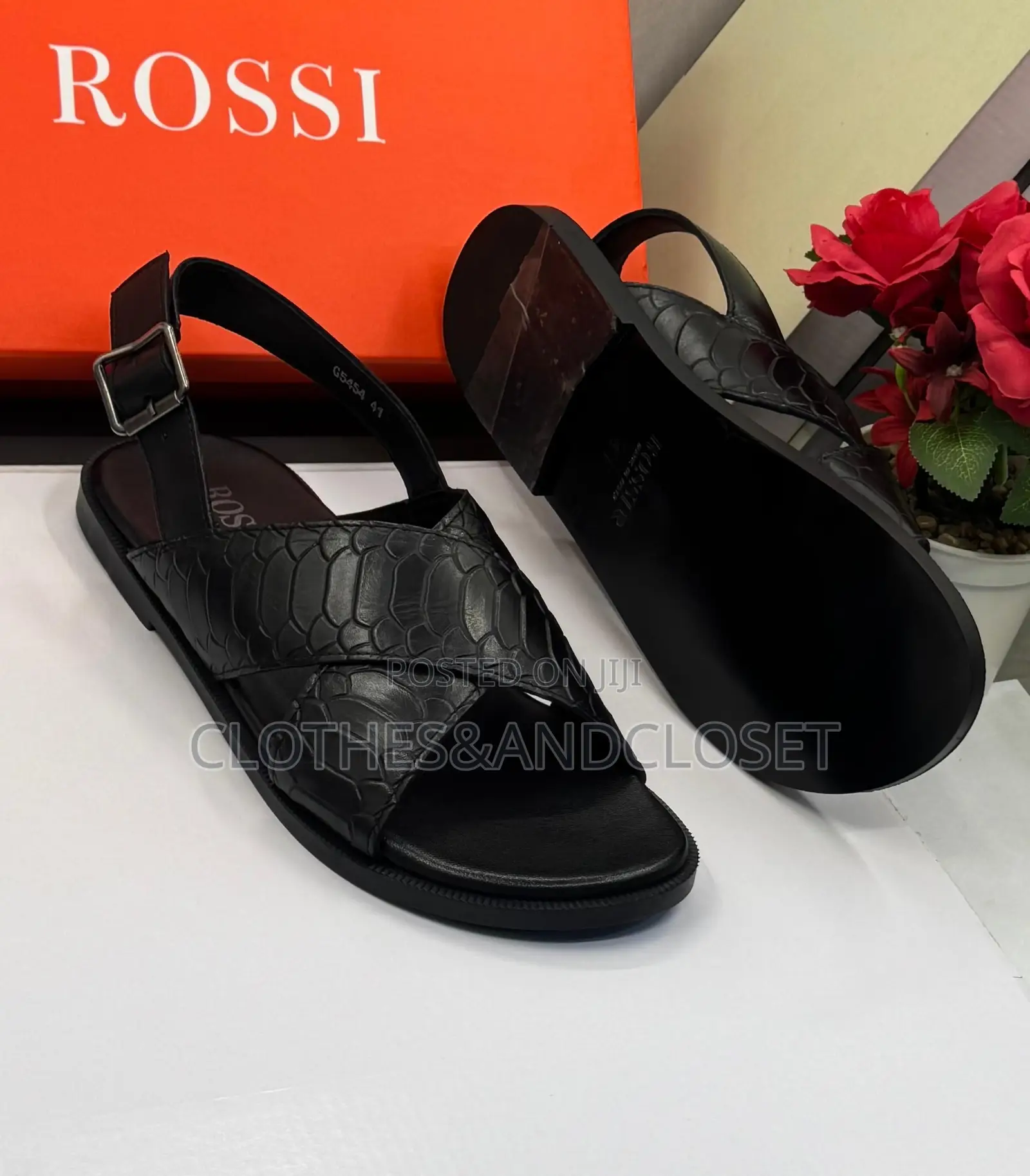 Black Luxury ROSSI Leather Sandals Sandals
