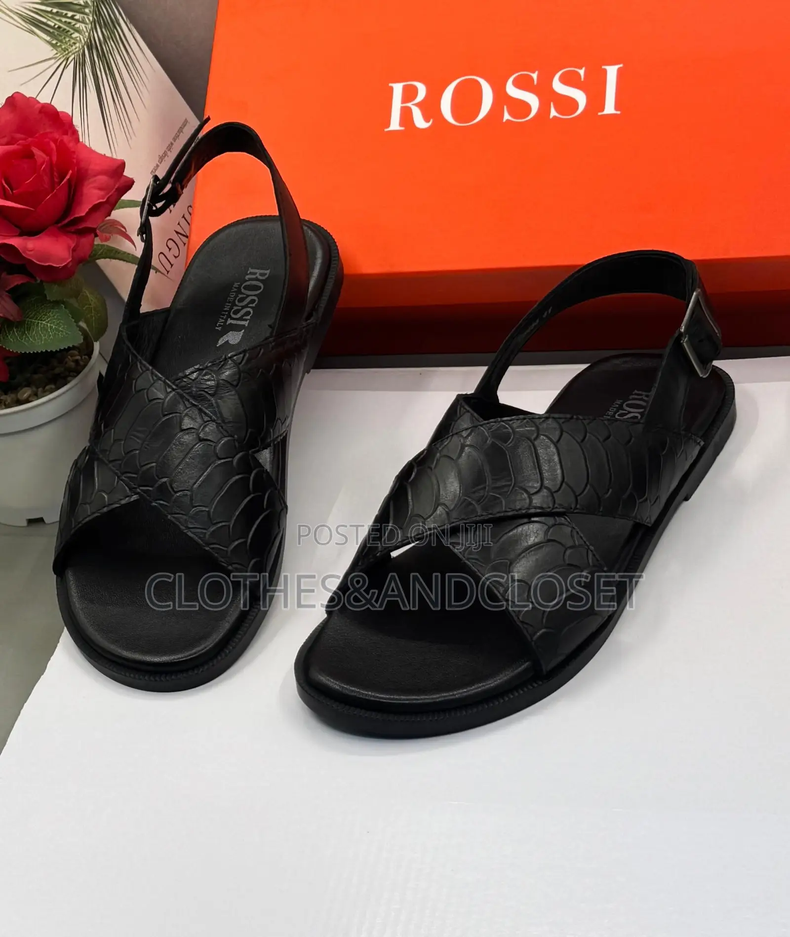 Black Luxury ROSSI Leather Sandals Sandals