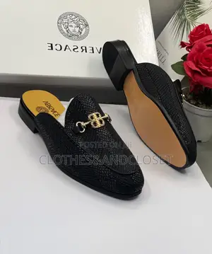 Brand New Versace Men’s Designer Half Shoe Mules-Black