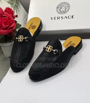 Brand New Versace Men’s Designer Half Shoe Mules-Black