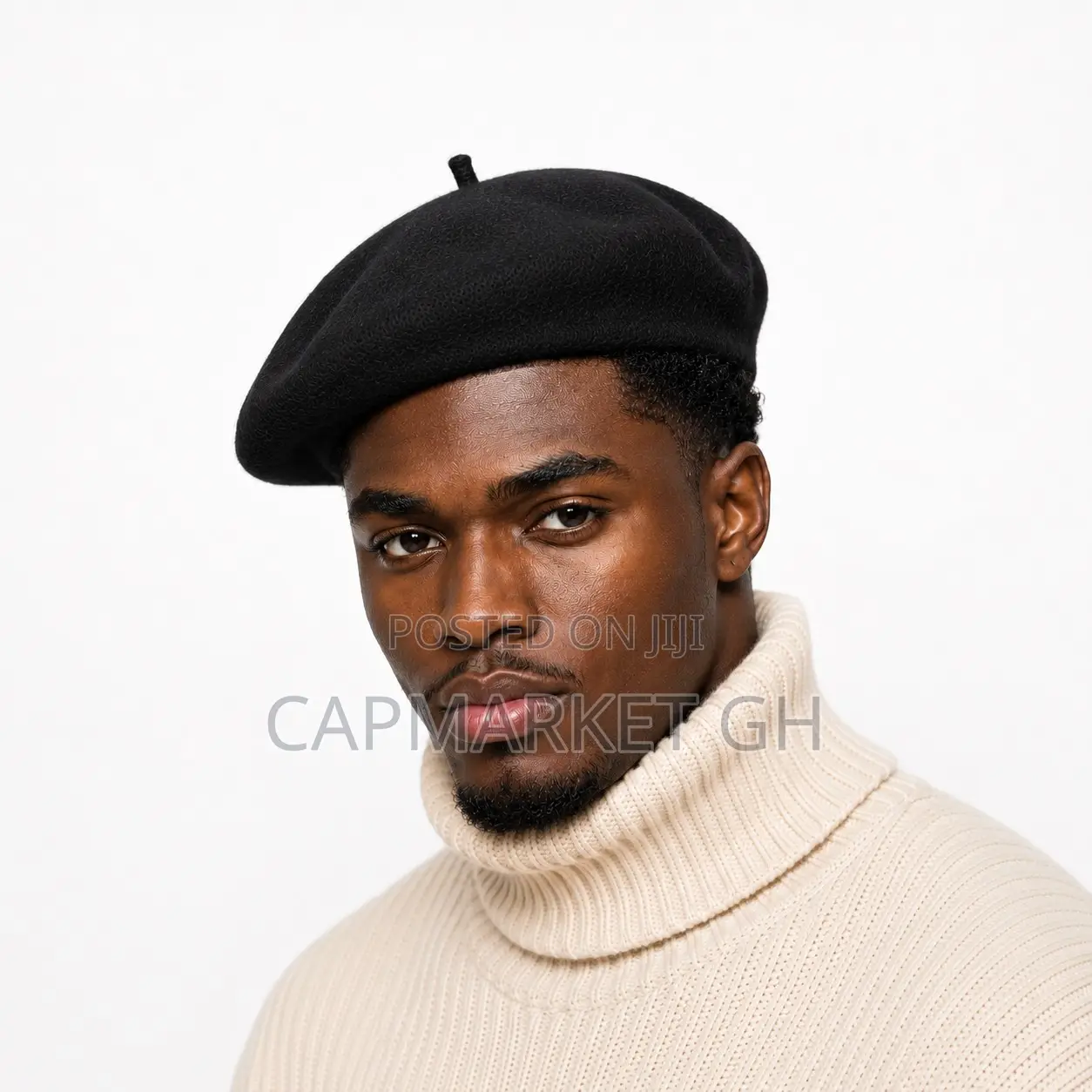 Classic Wool Blend French Beret Hat - Black