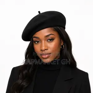 Classic Wool Blend French Beret Hat - Black