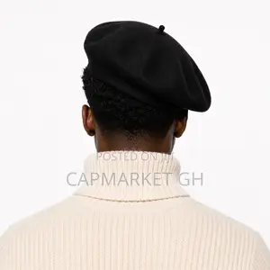 Classic Wool Blend French Beret Hat - Black