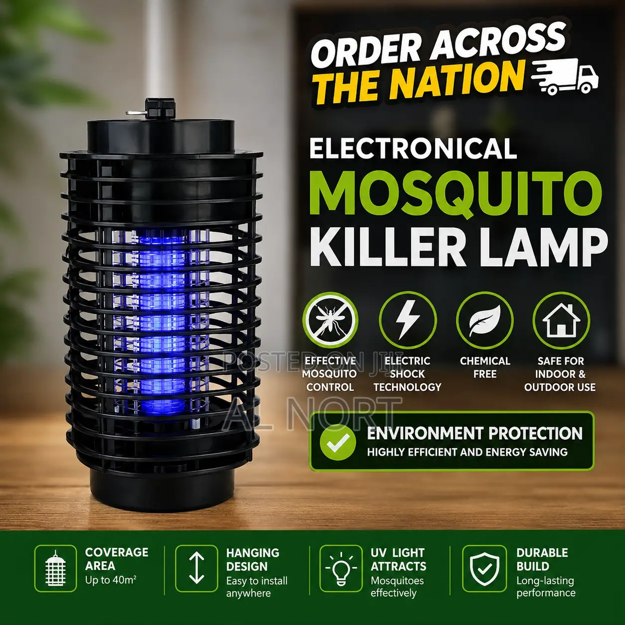 HK-1107 – Electronic Mosquito Killer Lamp – Black