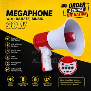 30W Megaphone With USB/TF Music – Red/White
