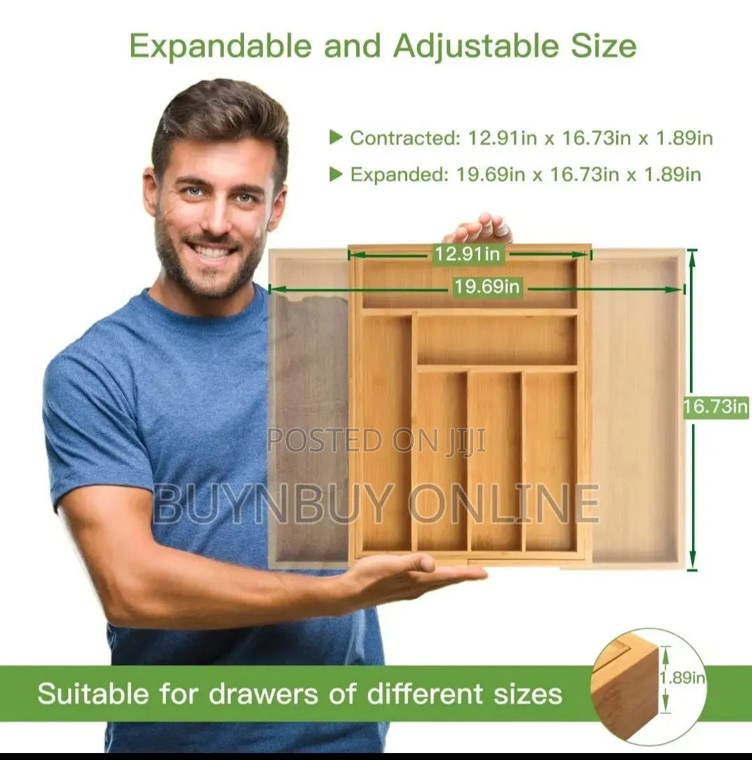 Adjustable Bamboo Drawer Organizer