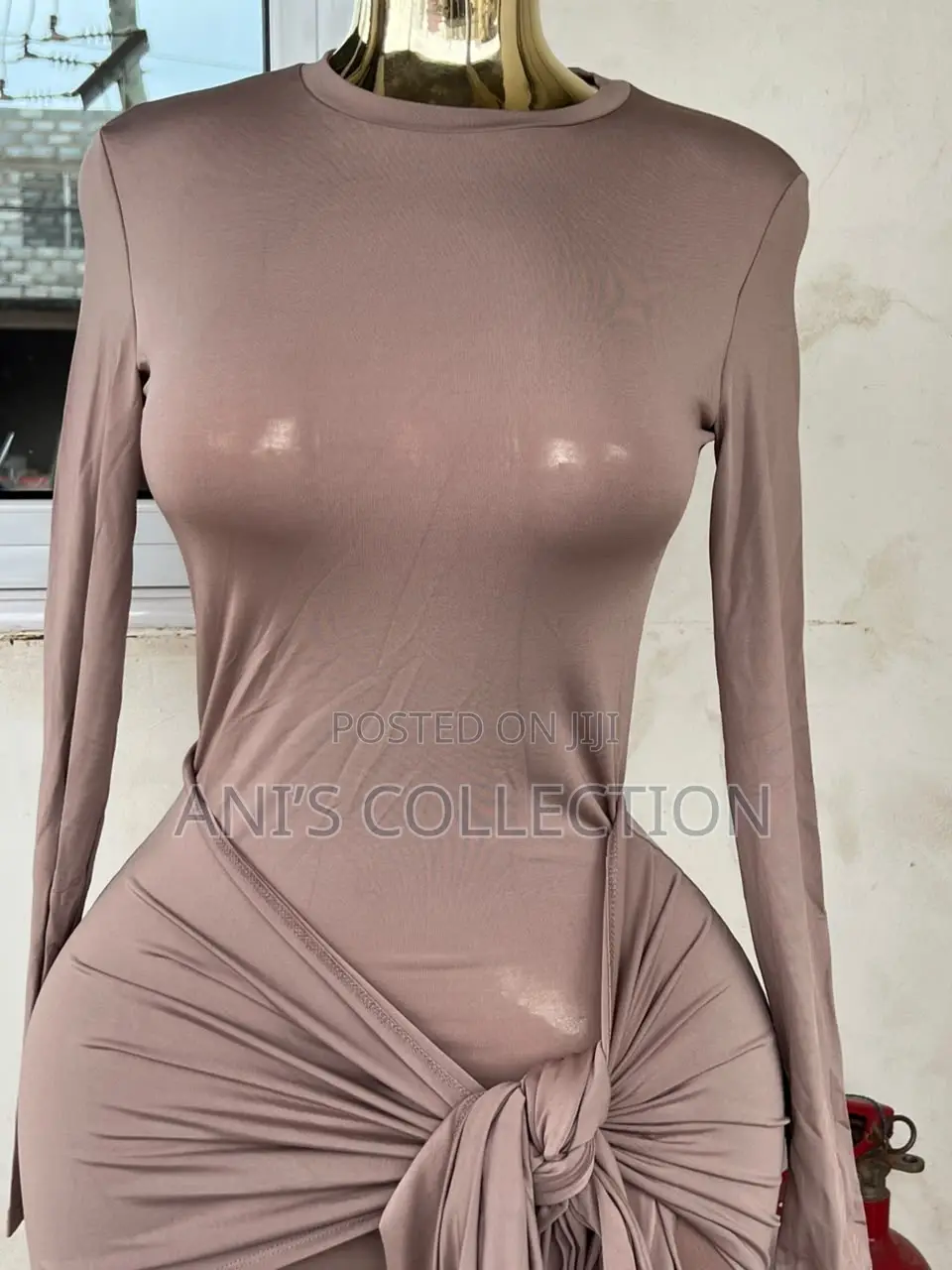 The Ultimate Curve-Defining Knotted Maxi Dress (Taupe/Mauve)