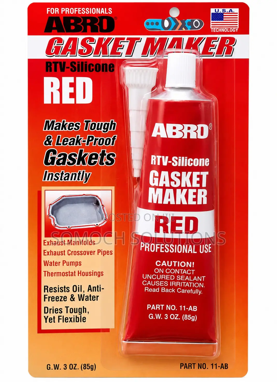 Abro Red RTV Silicone Gasket Maker (85g) High-Temp, Leak-Proof Sealant