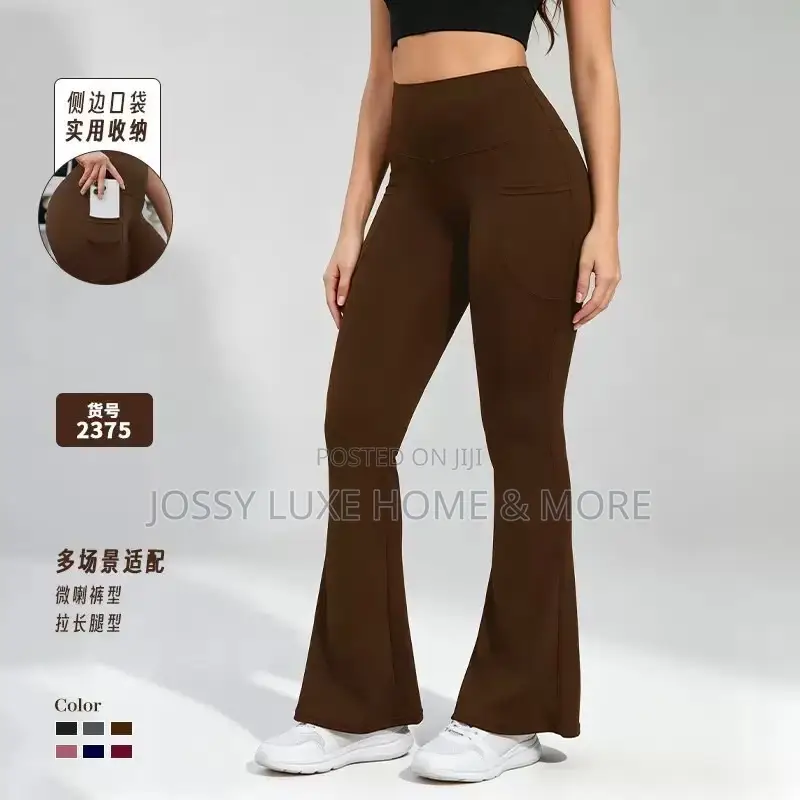 Spandex Flare Leggings With Pocket