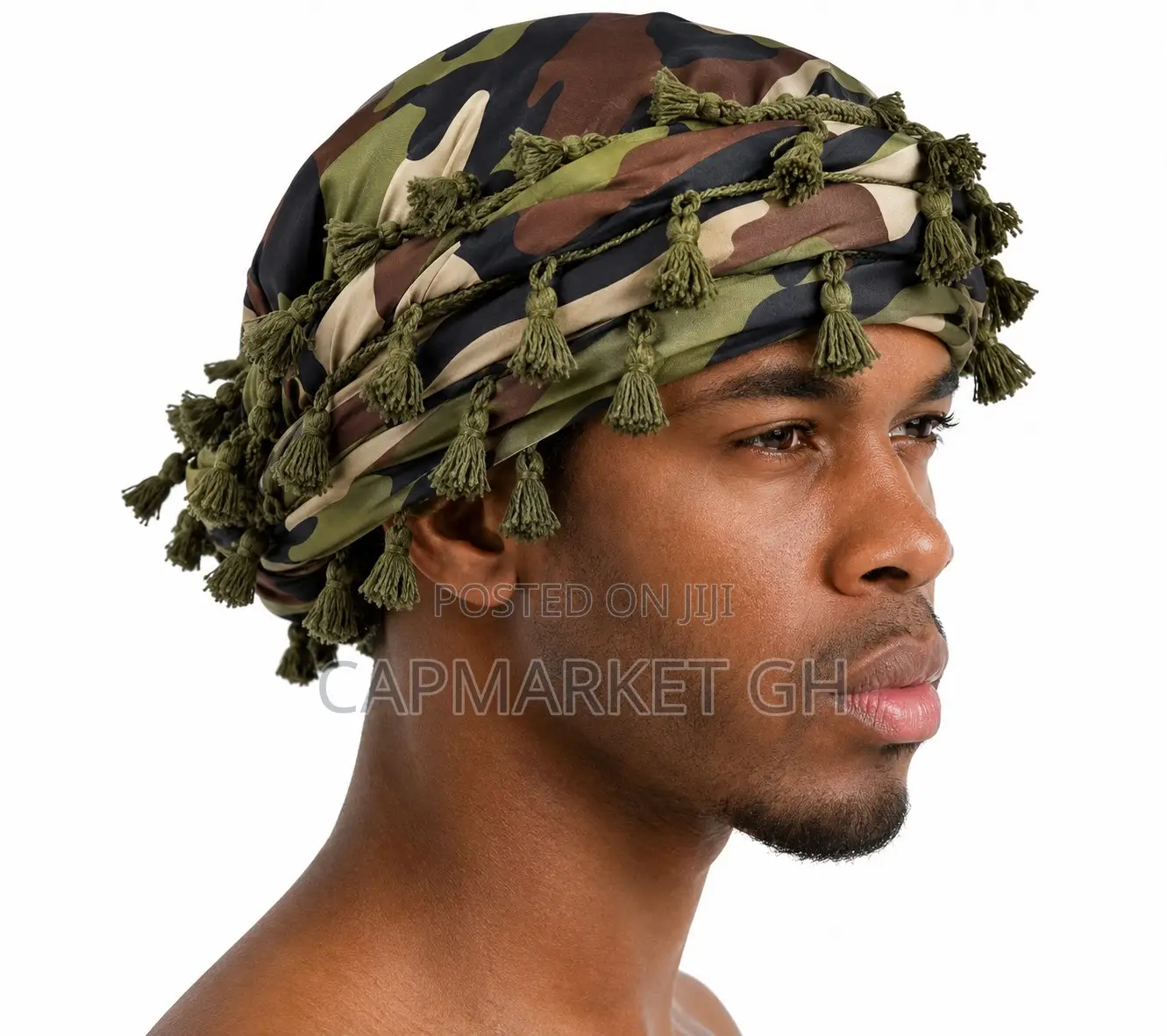 Unisex Black Paisley Satin-Lined Tassel Durag Head Wrap