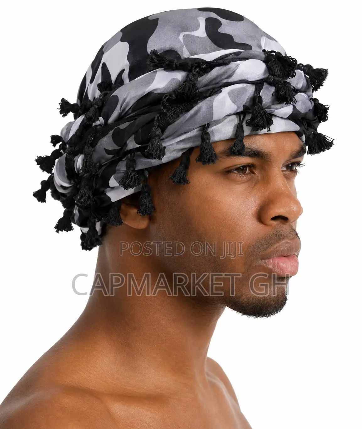 Unisex Black Paisley Satin-Lined Tassel Durag Head Wrap