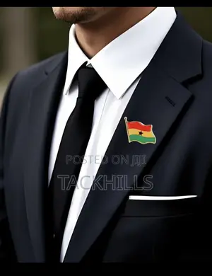 Ghana Flag Enamel Lapel Pin Badge Gold-Tone Metal
