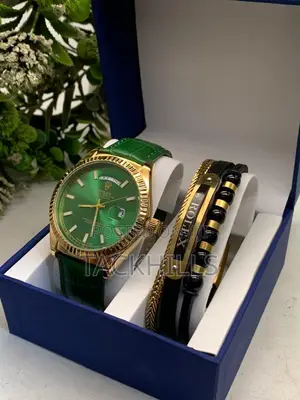 Rolex Leather Watch and Bracelet