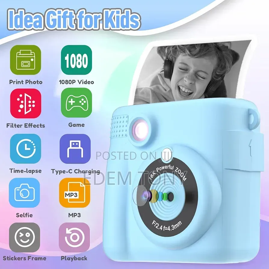DIY Instant Digital Camera Blue. With Instant Printing