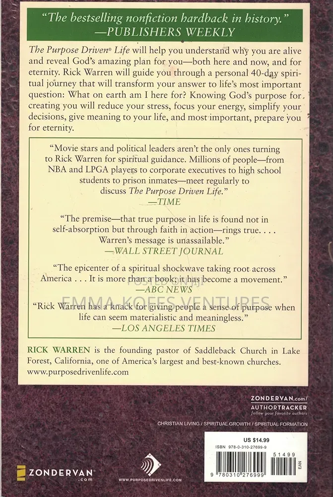 Zondervan Purpose Driven Life: What on Earth Am I Here For