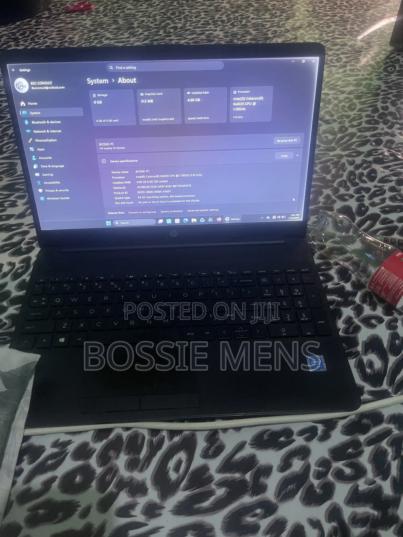 Laptop HP 15 4GB Intel Celeron eMMC 500GB