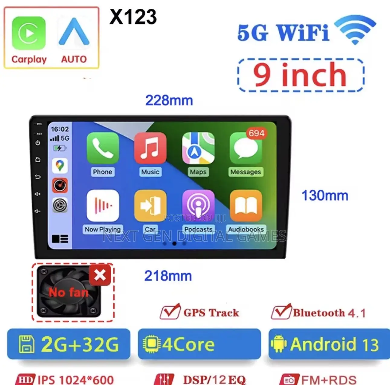 7 9 10"2 Din Car Audio Android 13 Android Auto Wireless Carplay 64G