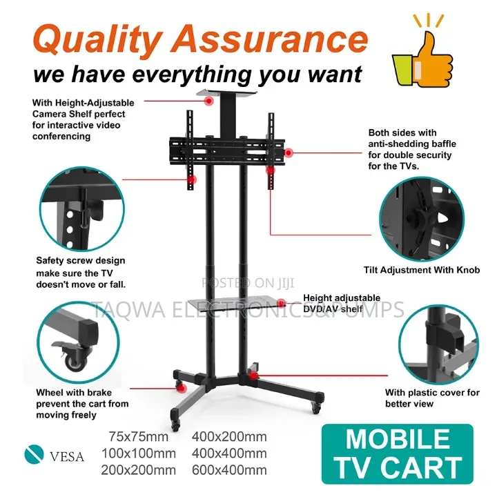 Simply Carry TVS 32-70 Inch Mobile TV Stand