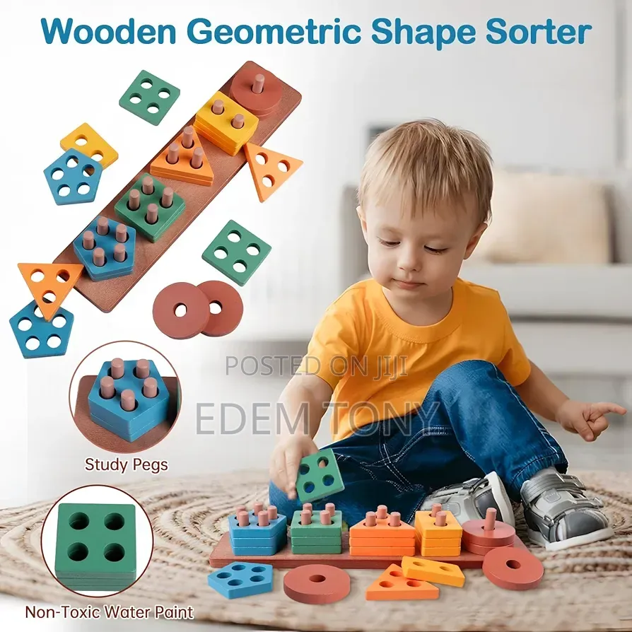 6-in-1 Wooden Montessori Set ;Blocks,activity Cube Teething Toys
