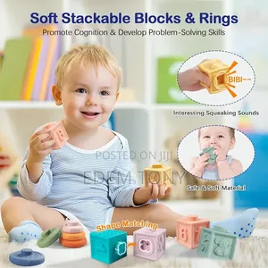 6-in-1 Wooden Montessori Set ;Blocks,activity Cube Teething Toys