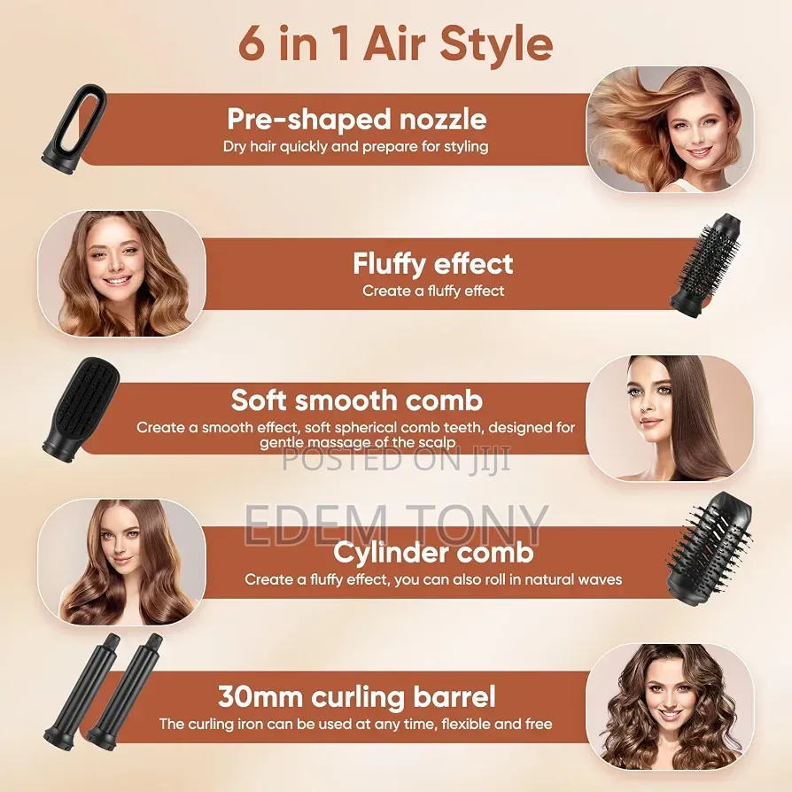 WT-623 Branded 6-in-1 Hot Air Brush Styling Set